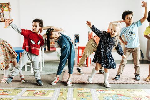 children stretching