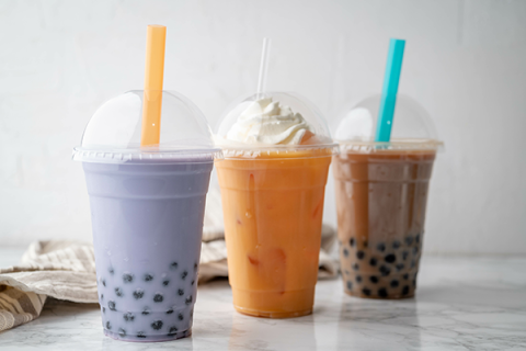 three boba tea flavors