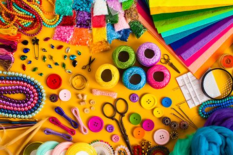 brightly colored crafting supplies