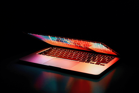 glowing laptop