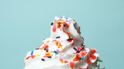 Whipped cream covered in sprinkles