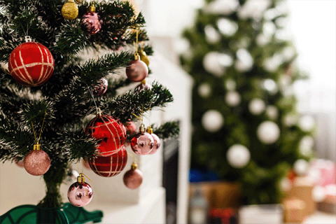 miniature christmas tree decorated