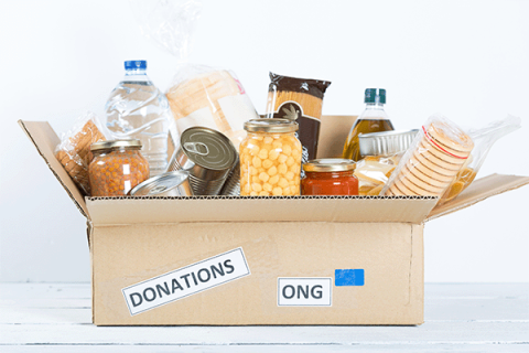 box full of non-perishable food donations