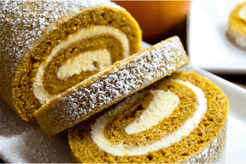 slices of a pumpkin roll