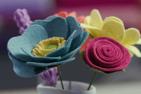 felt flowers in a vase