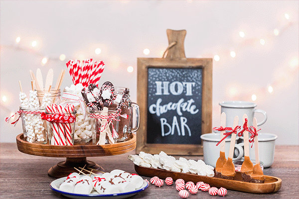 hot cocoa bar with topping selections